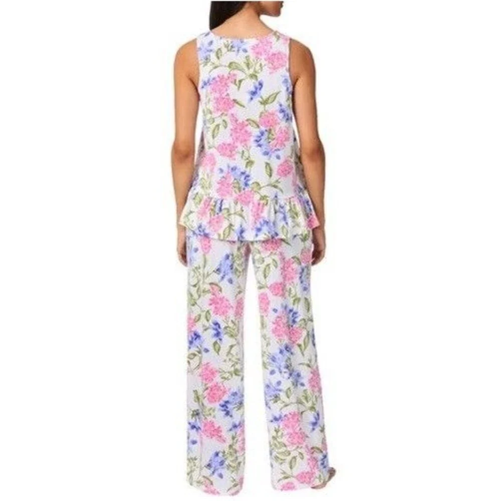 Tommy Bahama Women's Large 3-Piece Pajama Set White Lily Cluster Print NOWT